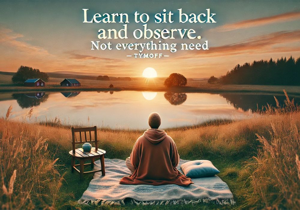 learn to sit back and observe. not everything need - tymoff